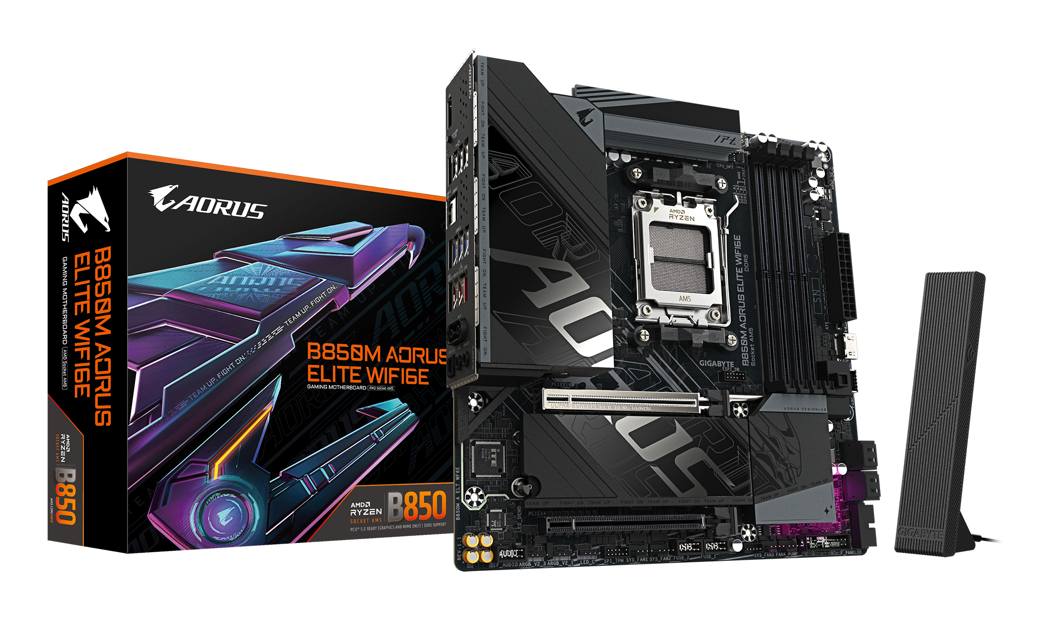 Gigabyte AORUS B850M ELITE WIFI6E - Motherboard - micro ATX - Socket AM5 - AMD B850 Chipsatz - USB-C 3.2 Gen 2x2…, Ansicht 2