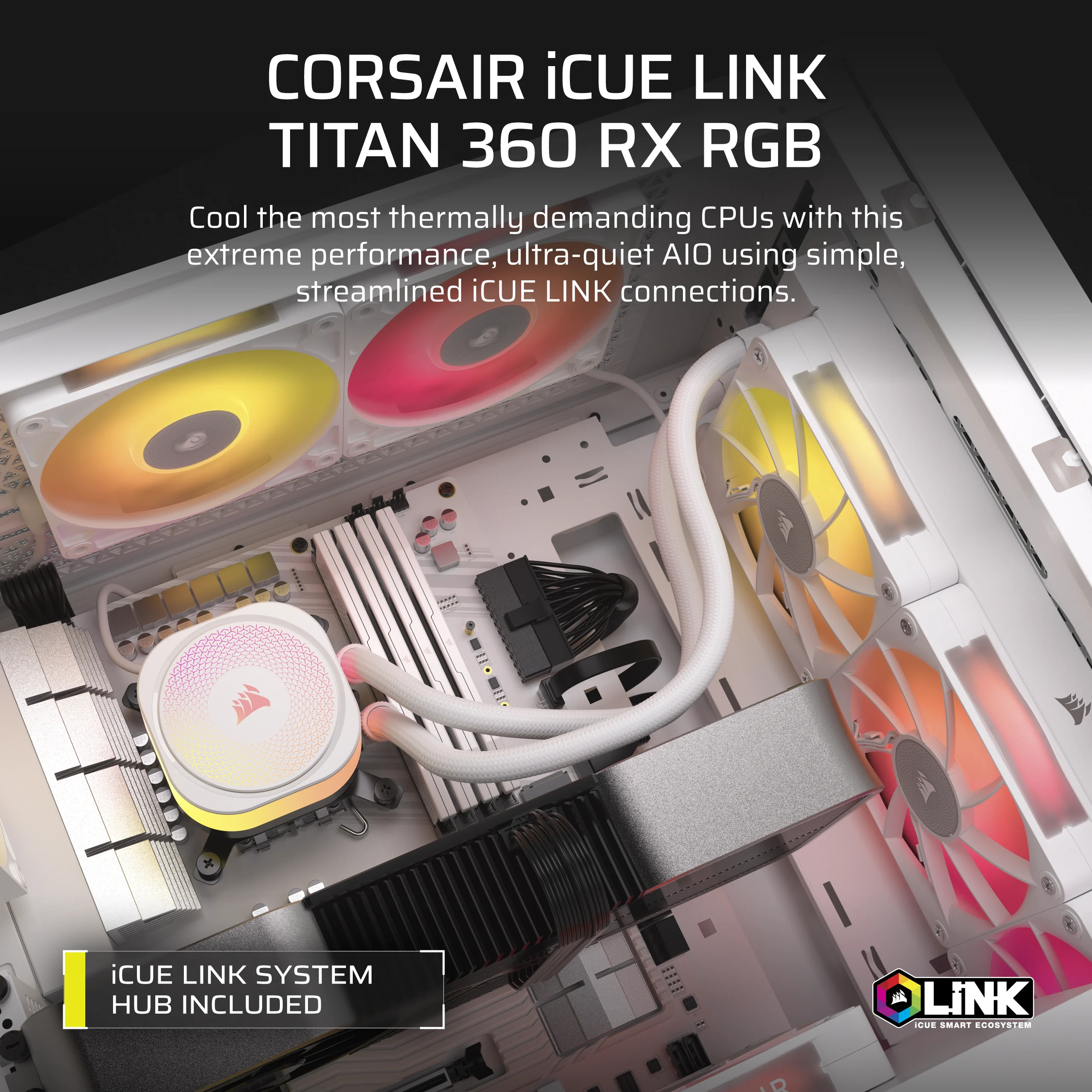 Corsair CPC Corsair AIO iCUE LINK TITAN RX RGB 360 white - CPU-Kühler, Ansicht 4