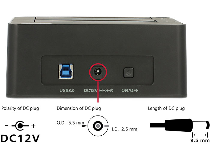 Delock Dual Docking Station SATA HDD > USB 3.0 with Clone Function - Speicher-Controller mit One-Touch-Klonen - 2.5, Ansicht 2