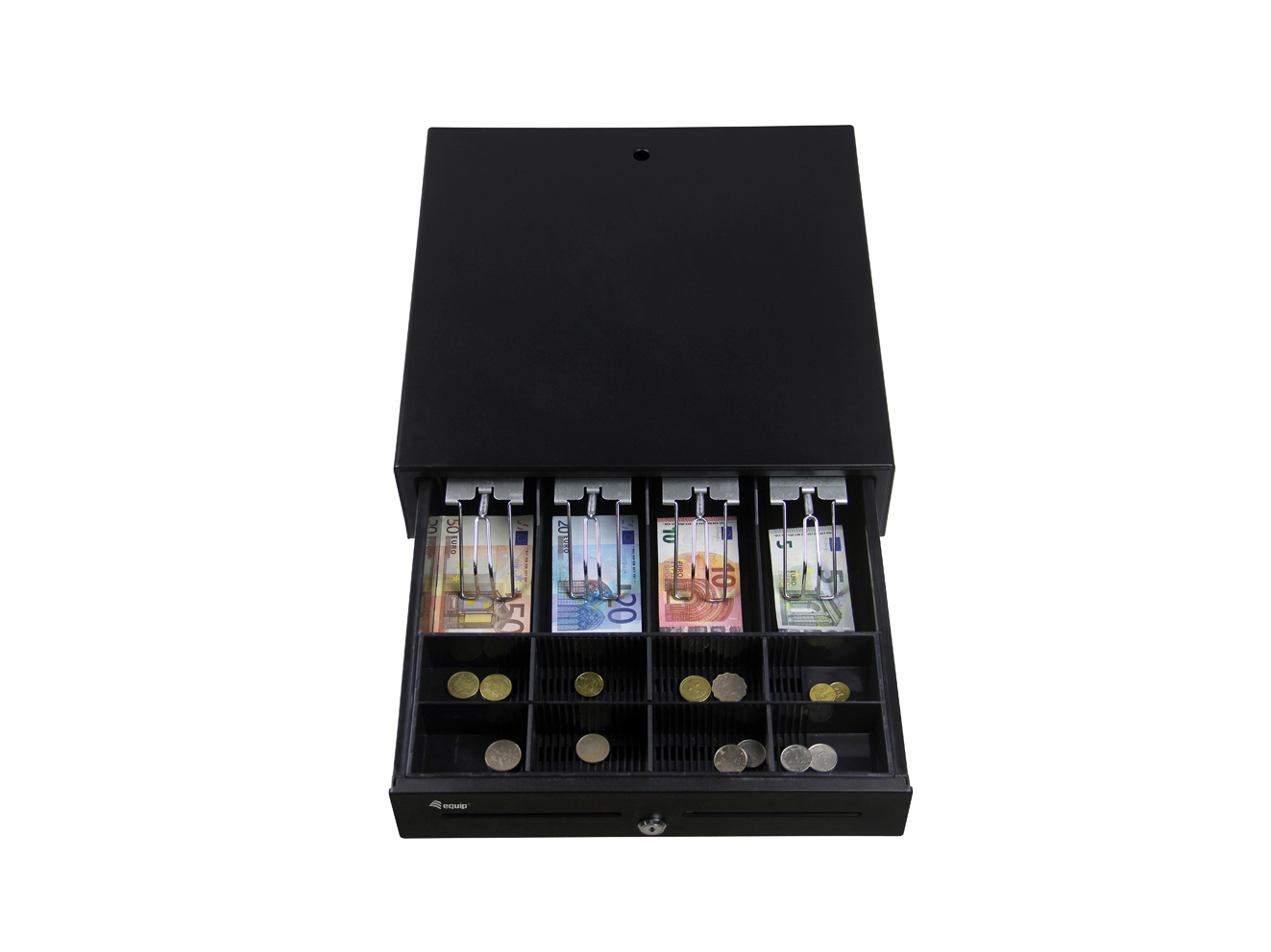Equip Kassenschublade für POS-System - 4 Geldschein- und 8 Münzfächer - Münzfächer herausnehmbar - RJ11-Anschluss, Ansicht 2