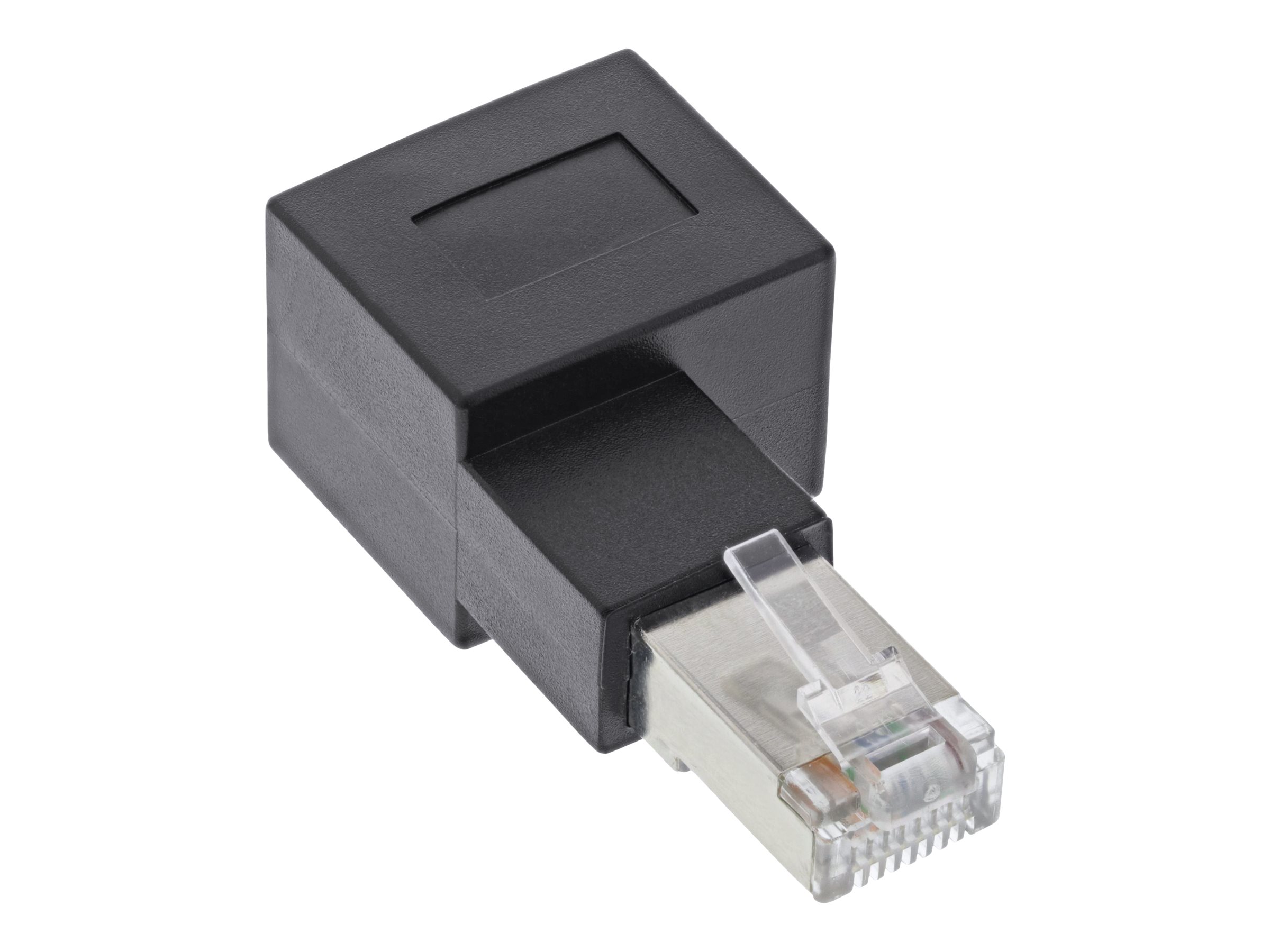 InLine Patchkabel-Adapter Cat.6A - RJ45 SteckerBuchse - 90° rechts gewinkelt