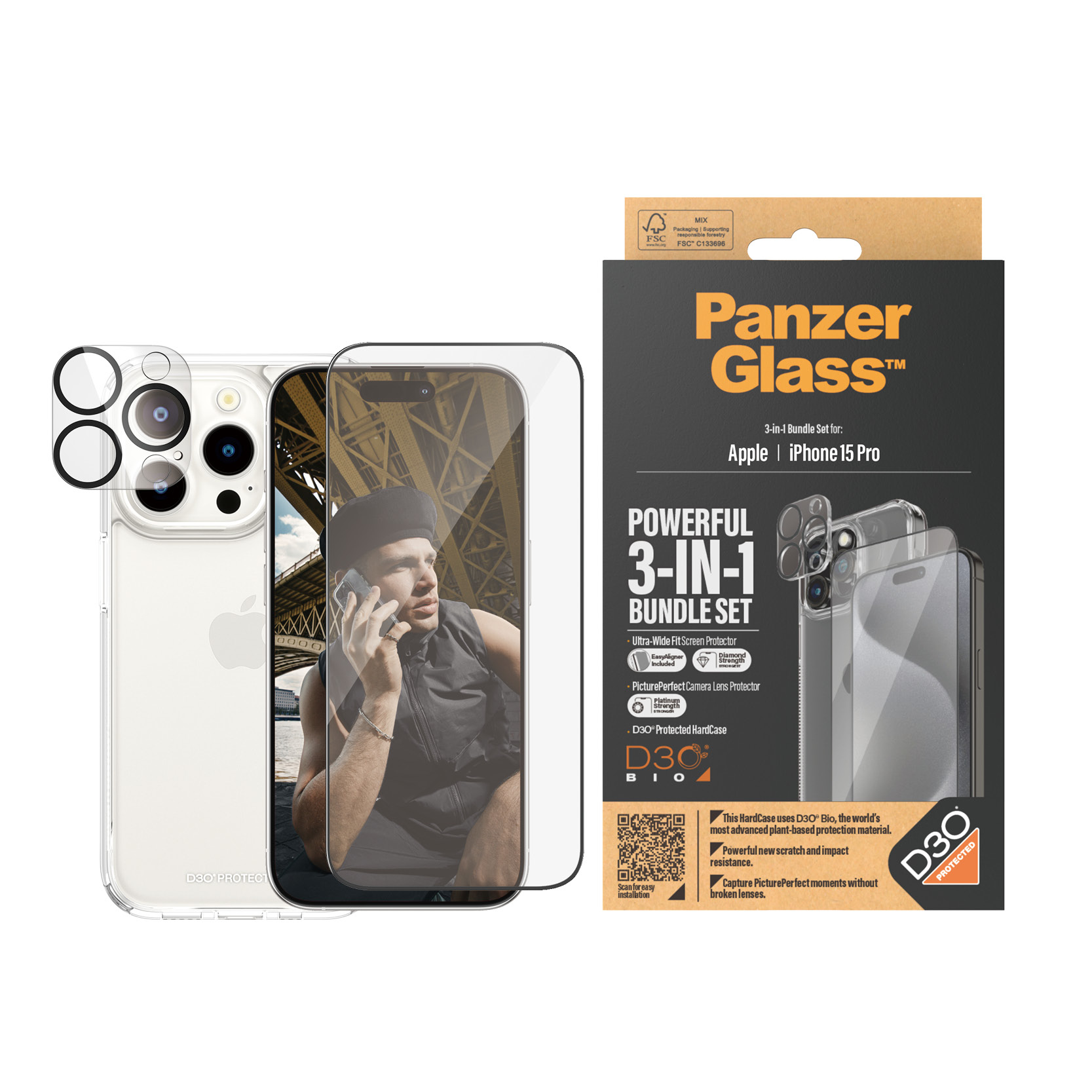PanzerGlass 3-in-1 Pack - Schutzkit für Display / Objektiv / Rückseite für Handy, Ansicht 2