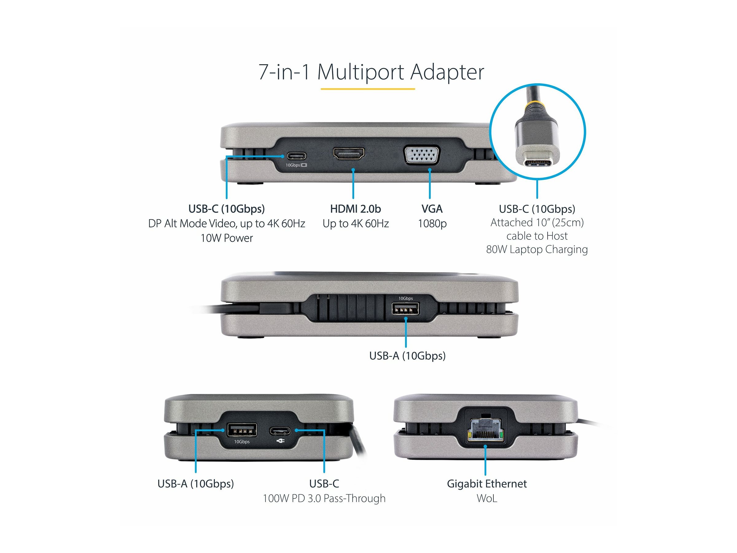 StarTech.com USB C Multiport Adapter - USB-C