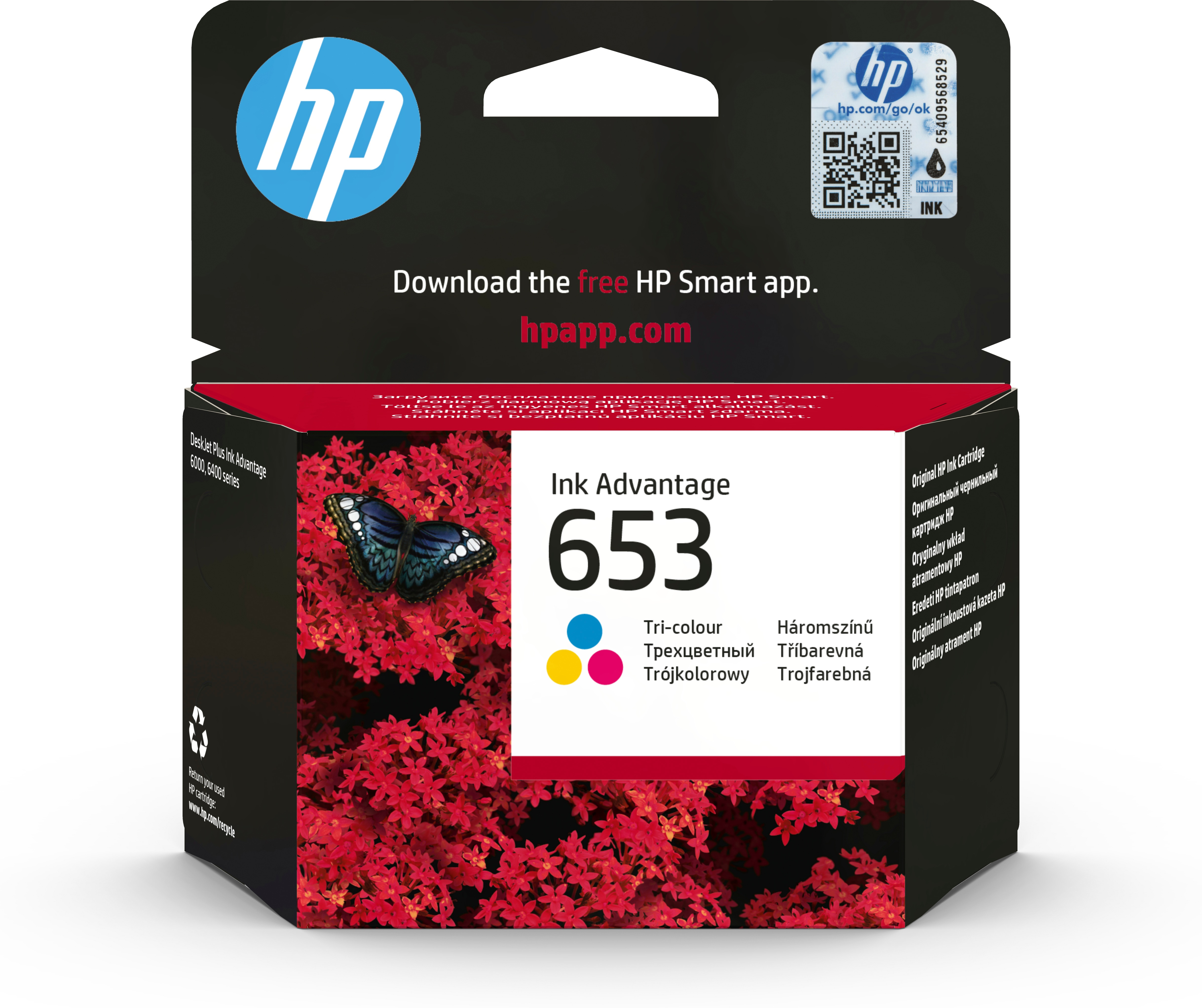 HP 653 Cyan/Magenta/Gelb Original Advantage-Druckerpatrone, Standardertrag, Cyan, Magenta, Gelb, Tinte auf Farbstoffbasis, 5 ml, 1 Stück(e), 200 Seiten