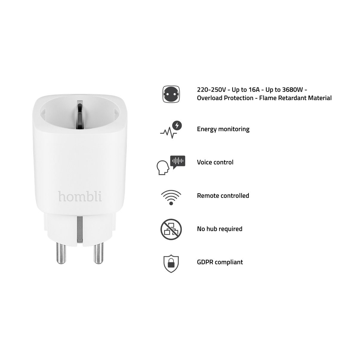 Hombli HBPP-0201 - Kabellos - WLAN - Indoor - Weiß - Haus - 3680 W, Ansicht 4