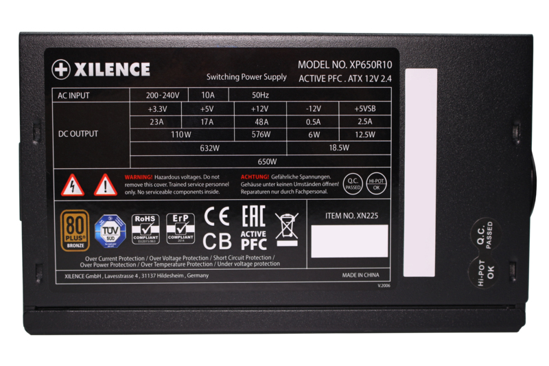 Xilence Gaming Bronze Series XP650R10 - 650 W - 200 - 240 V - 576 W - 50 Hz - 10 A - Aktiv, Ansicht 2