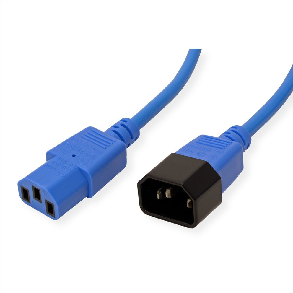 ROLINE Stromkabel - IEC 60320 C14 zu IEC 60320 C13 - Blau, Ansicht 2