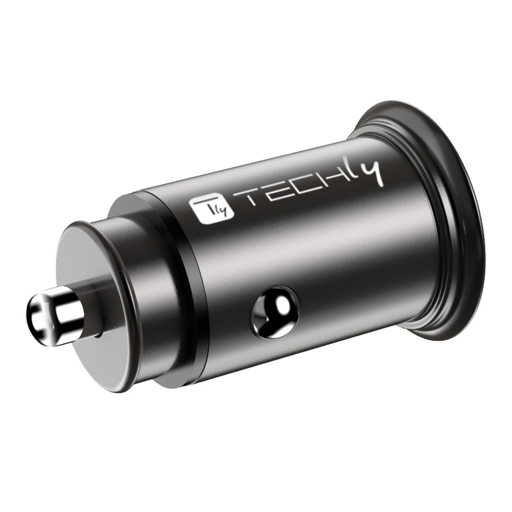 Techly Mini Car Charger USB-A and USB-C Fast Charge 3.0 38W Juodas Metal, Ansicht 4