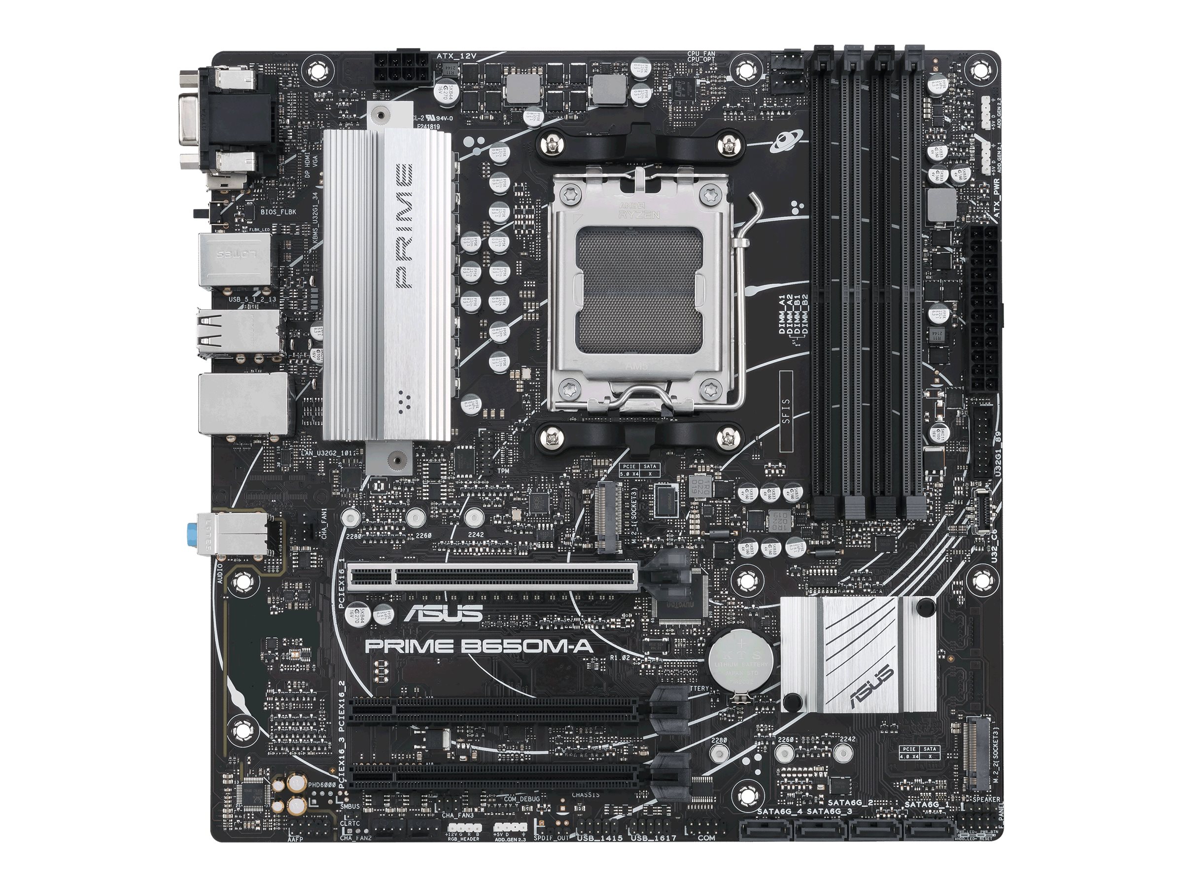 ASUS Prime B650M-A - Motherboard - micro ATX - Socket AM5 - AMD B650 Chipsatz - USB 3.2 Gen 1, USB-C 3.2 Gen 1, USB 3.2 Gen 2 - 2.5 Gigabit LAN - Onboard-Grafik (CPU erforderlich)