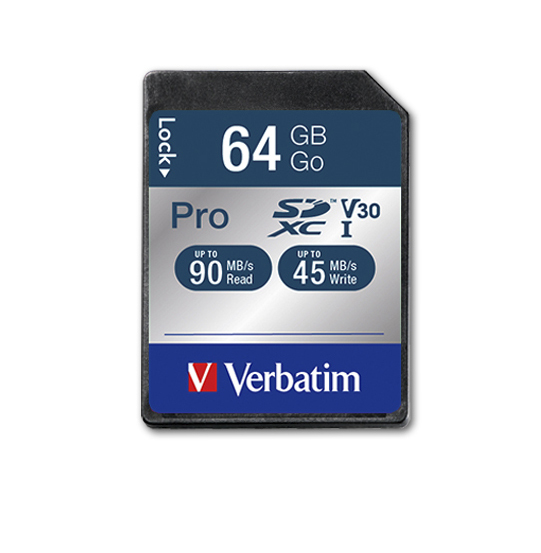 Verbatim PRO - Flash-Speicherkarte - 64 GB - UHS Class 3 / Class10, Ansicht 3