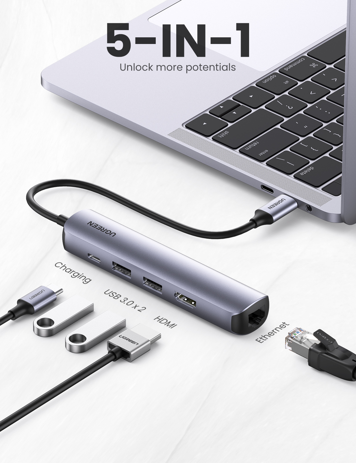 Ugreen 10919 - Kabelgebunden - USB 3.2 Gen 1 3.1 1 Type-C - 100 W - 10.100.1000, Ansicht 2