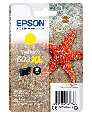 Epson Singlepack Yellow 603XL Ink, Hohe (XL-) Ausbeute, 4 ml, 1 Stück(e)