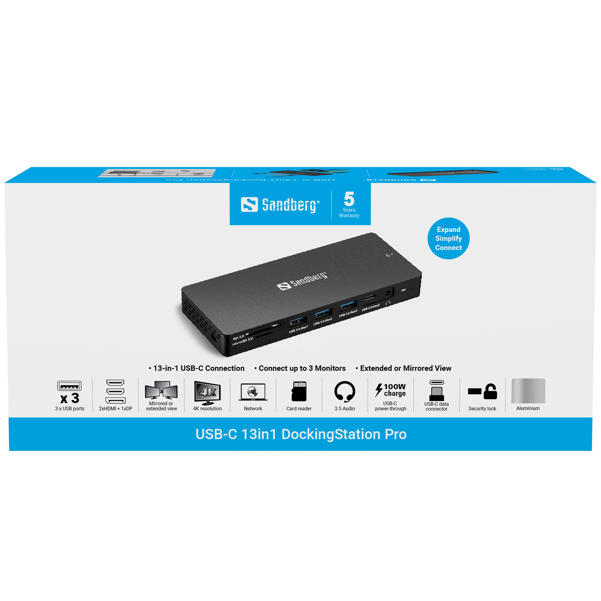 SANDBERG 13-in-1 Pro - Dockingstation - USB-C, Ansicht 2