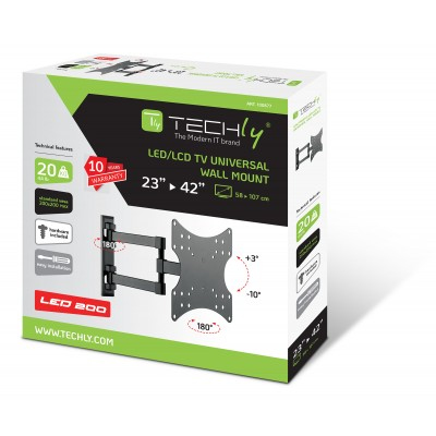Techly Klammer - einstellbarer Arm - für LCD TV - Schwarz - Bildschirmgröße: 58.4-106.7 cm (23-42), Ansicht 2
