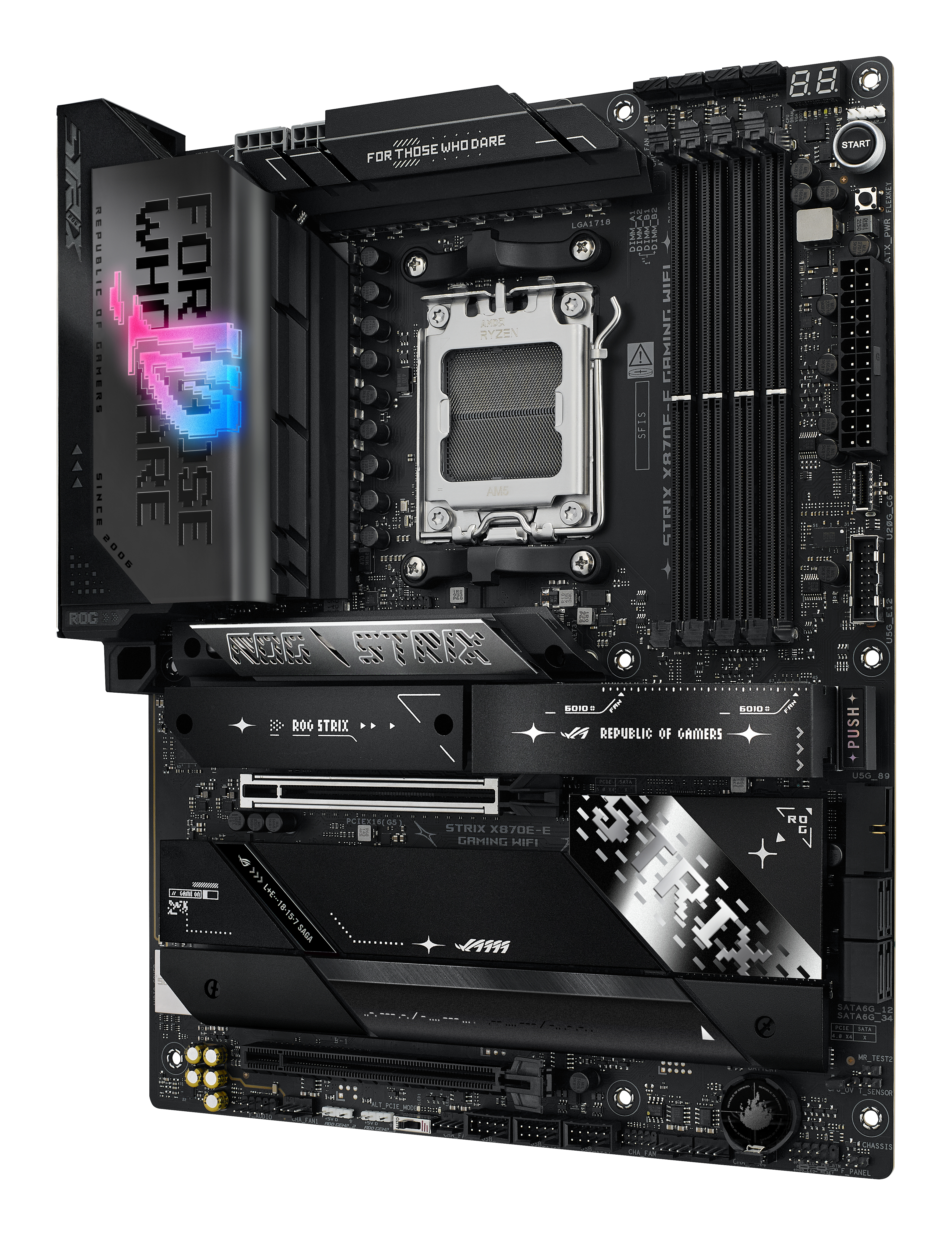 ASUS ROG STRIX X870E-E GAMING WIFI - Motherboard - ATX - Socket AM5 - AMD X870E Chipsatz - USB4, USB-C 3.2 Gen 2x2, Ansicht 3