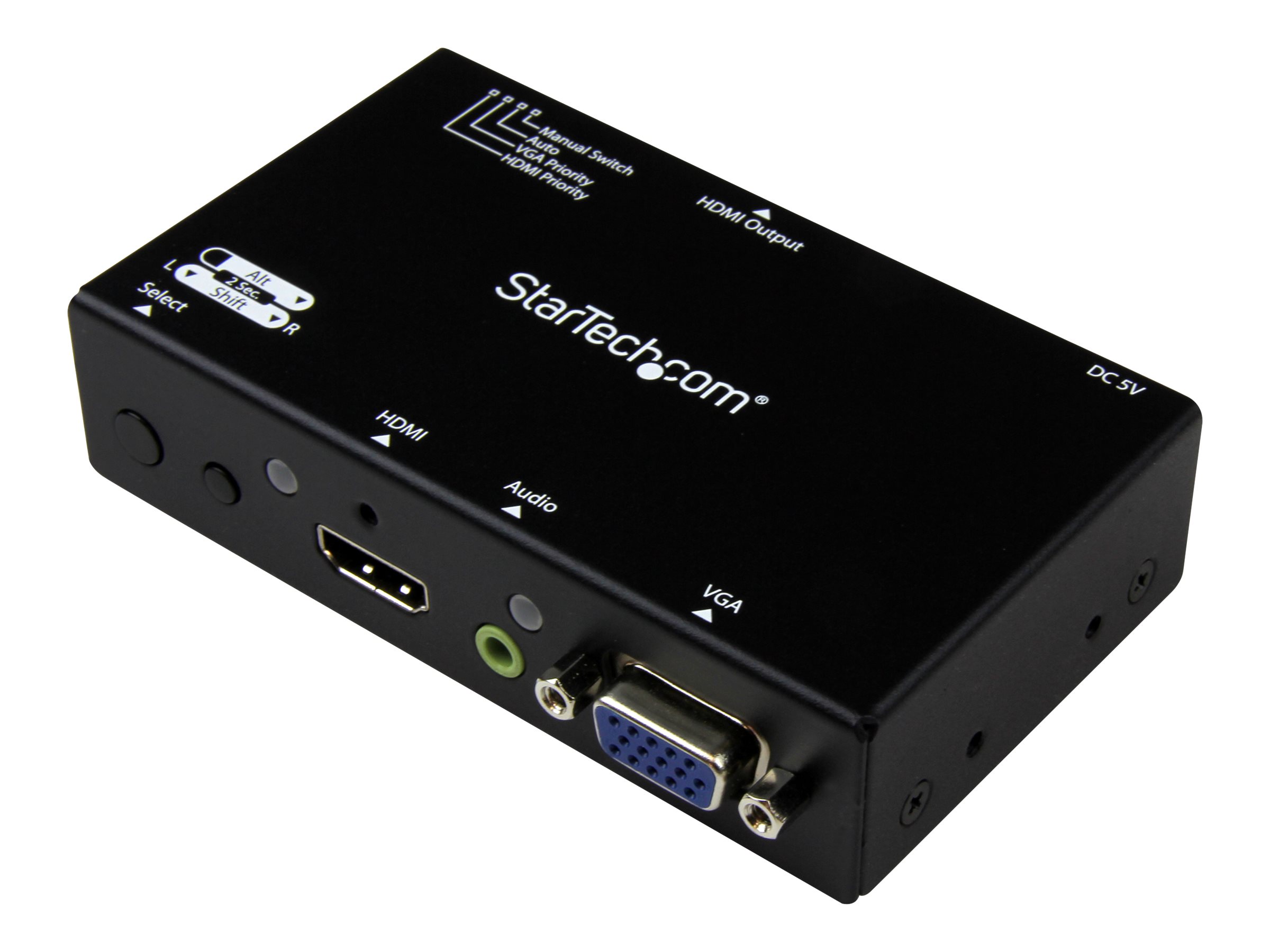 StarTech.com 2 Port VGA + HMDI auf HDMI Konverter Switch / Verteiler mit Vorrangsschaltung - Multiformat HDMI/VGA Auto Umschalter 1080p - Video/Audio-Schalter - Desktop - für P/N: SVA5N3NEUA