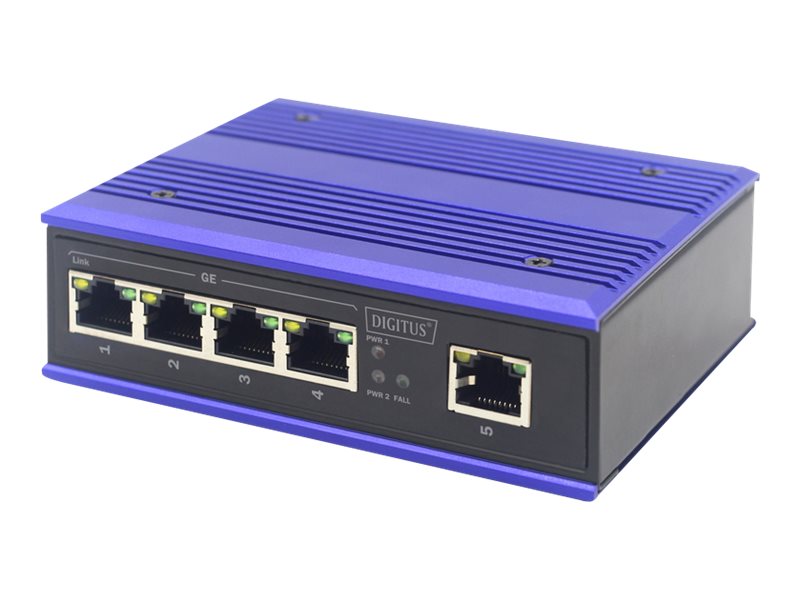 DIGITUS 4 Port Gigabit Netzwerk Switch, Industrial, Unmanaged, 1 RJ45 Uplink