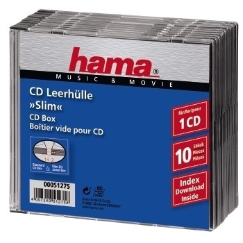 Hama Slim Jewel Case für Speicher-CD - Kapazität: 1 CD - durchsichtig schwarz (Packung mit 10), Ansicht 2