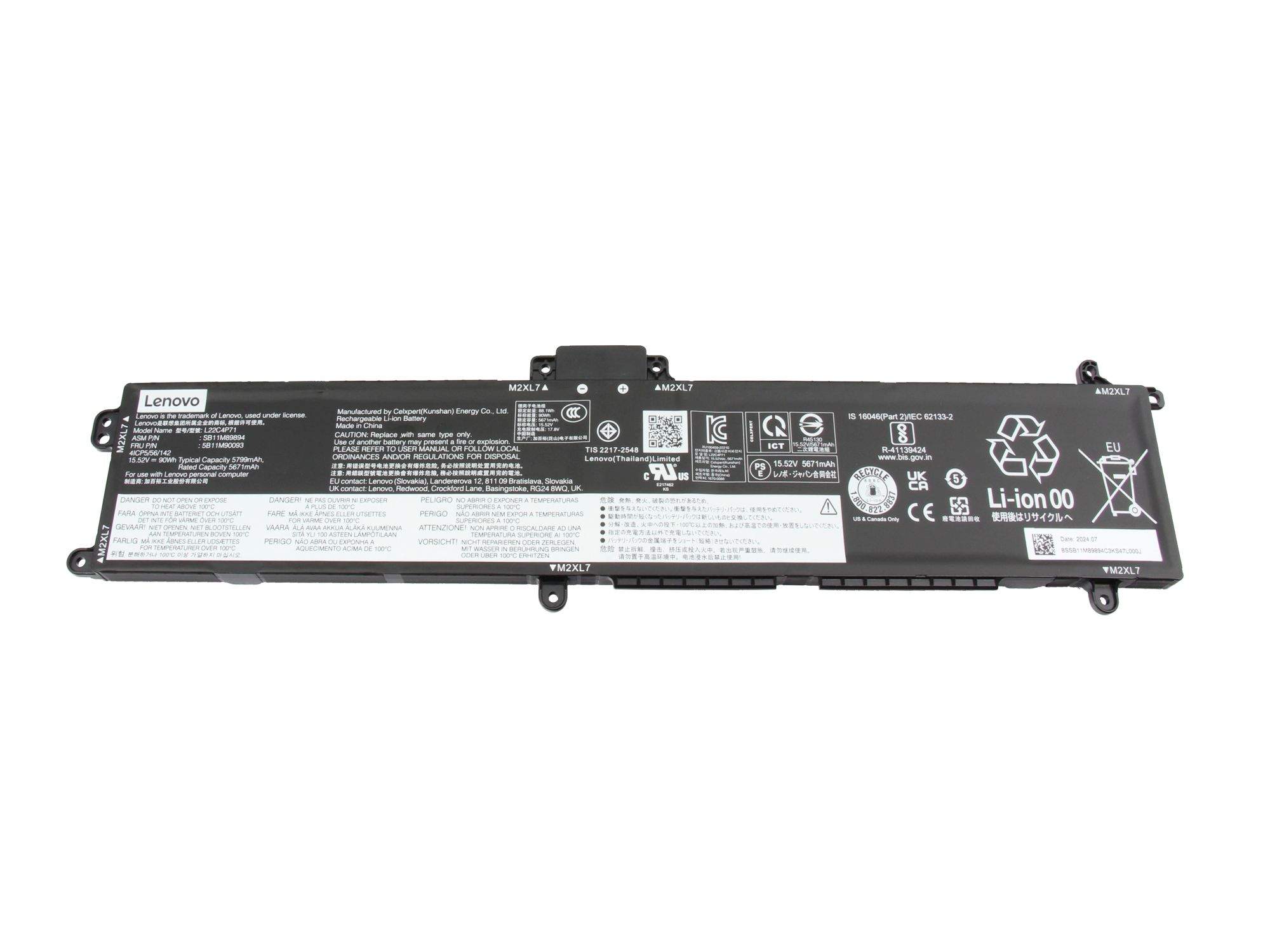 Lenovo Battery Internal 4 Cell 90Wh LiIon CXP - Batterie - 5.800 mAh, Ansicht 2