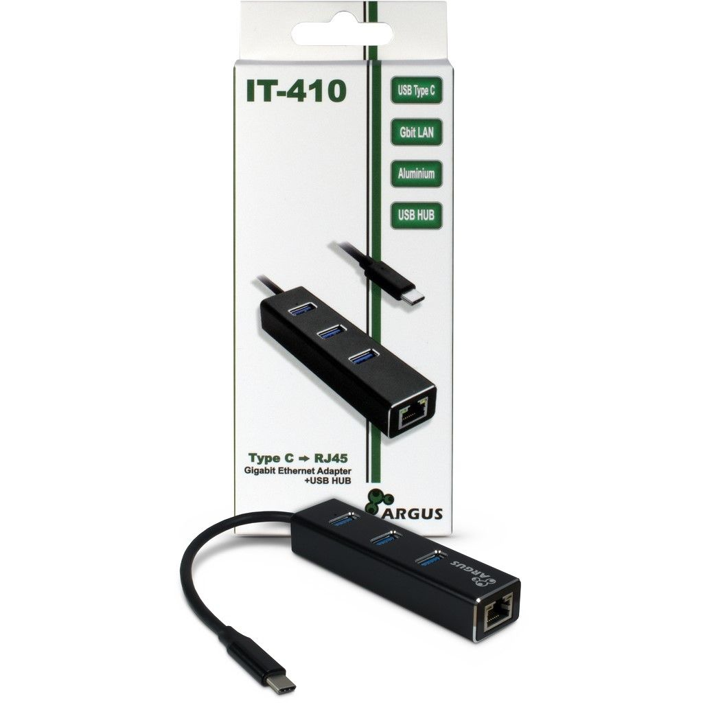 Inter-Tech Argus IT-410 - Hub - 3 x SuperSpeed USB 3.0 + 1 x 10/100/1000, Ansicht 4