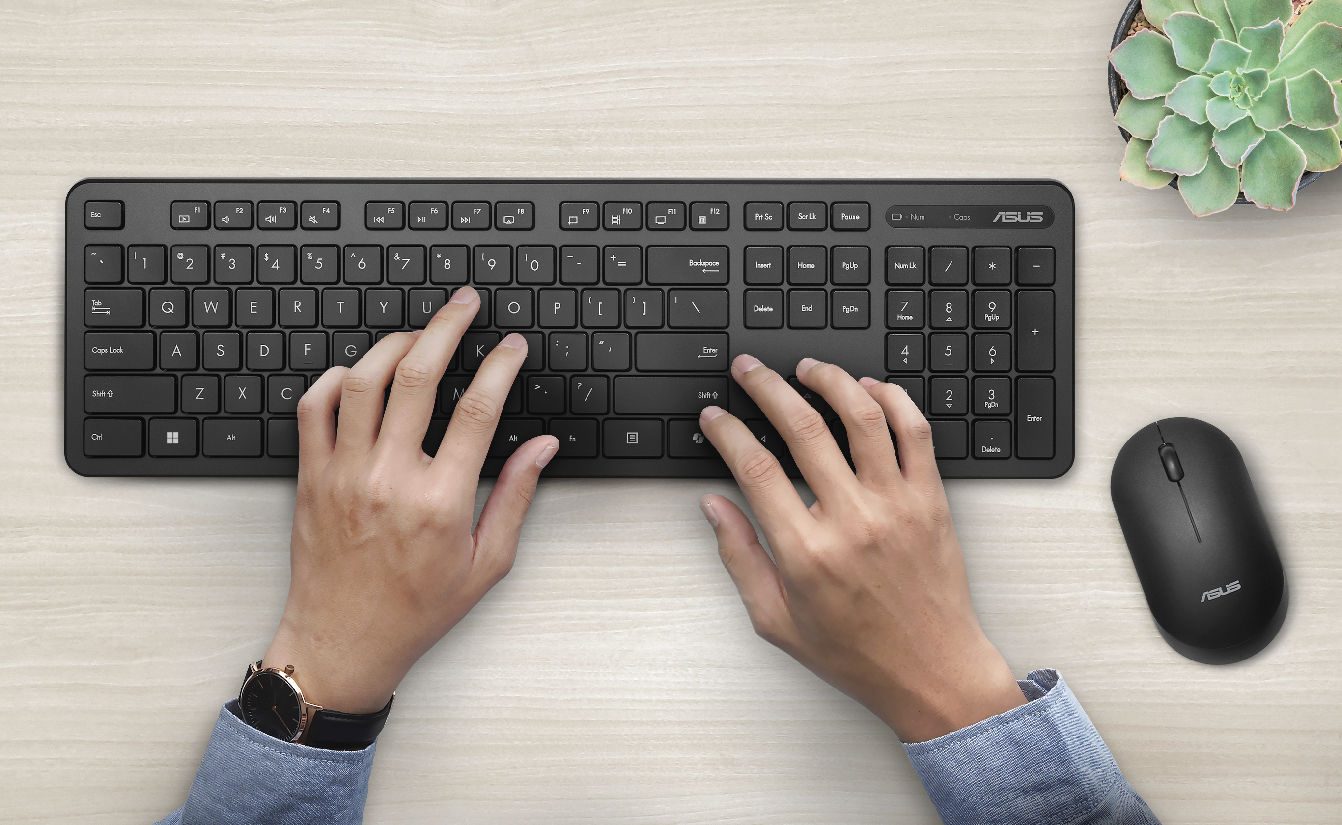ASUS Cw100 Tastatur- und Maus Set Wireless Schwarz - Desktop - TL: Deutsch, QWERTZ, Ansicht 4