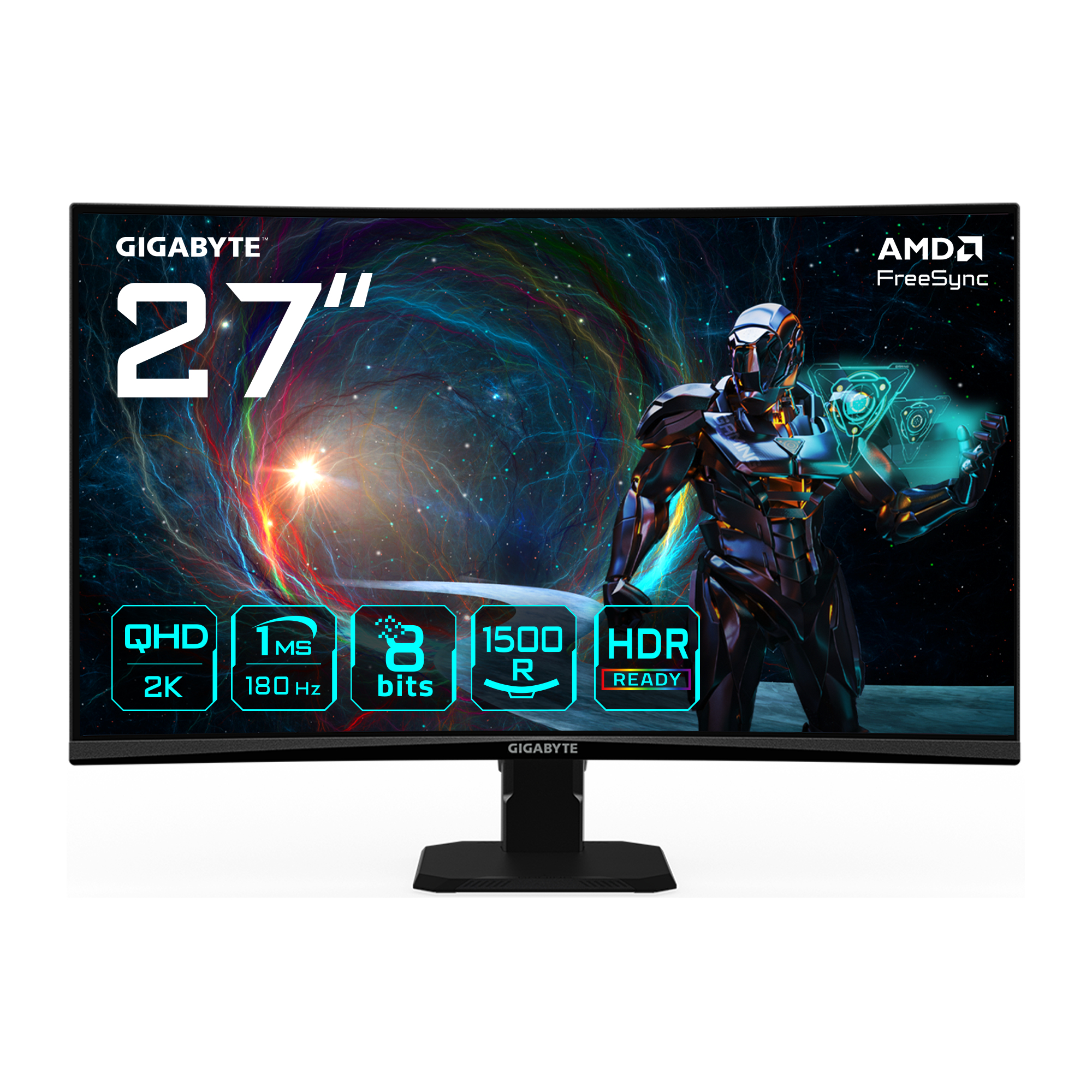 Gigabyte GS27QCA - LED-Monitor - 68.6 cm (27) - 180 Hz - VA - 250 cd/m² - 5000:1 - 1 ms - 2xHDMI - DisplayPort, Ansicht 2