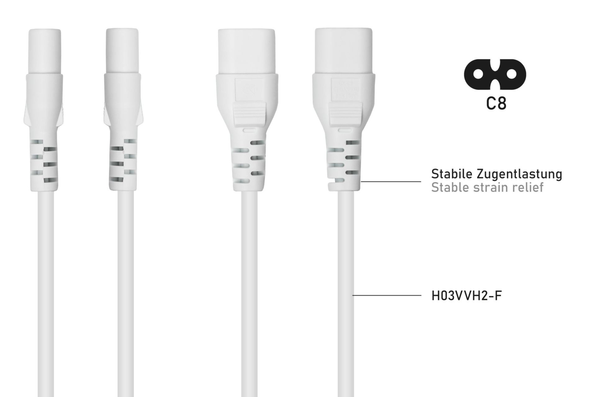 kabelmeister Euro-Verlaeng. Stecker C8 an C7 weiss - Kabel - Verlängerungskabel, Ansicht 3