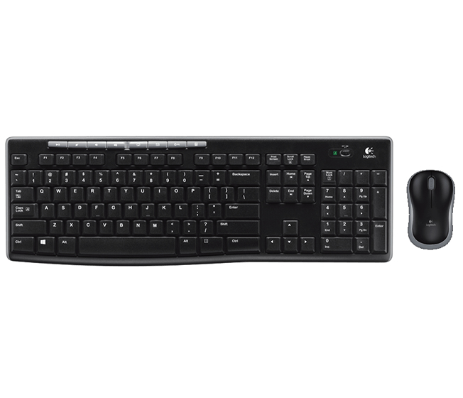 Logitech Wireless Combo MK270, Volle Größe (100%), Kabellos, RF Wireless, QWERTZ, Schwarz, Maus enthalten