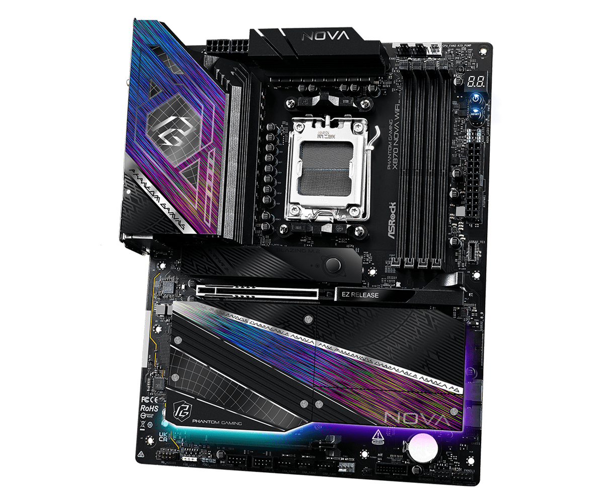 ASRock X870 Nova WiFi AM5 ATX HDMI/USB-C DDR5 - Mainboard - AMD Sockel AM5 (Ryzen Zen4), Ansicht 4