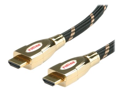 Roline Gold - HDMI-Kabel mit Ethernet - HDMI männlich zu HDMI männlich - 1 m - Doppelisolierung - Schwarz, Gold