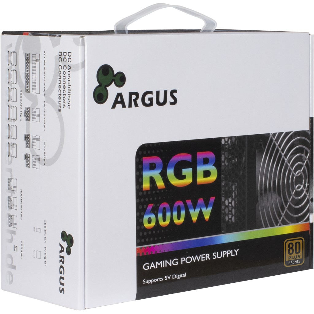 Inter-Tech Argus RGB-600W II - Netzteil (intern) - ATX12V 2.3, Ansicht 2