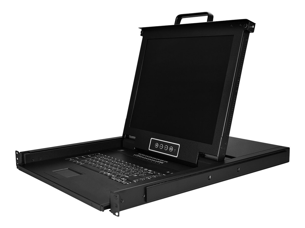 StarTech.com 16 Port Rack KVM Konsole mit 1,8 m Kabeln - US Tastatur(QWERTY), Integrierter KVM Switch mit 17" LCD Monitor - 1HE LCD KVM Konsole - OSD KVM - 50.000 MTBF - USB + VGA(RKCONS1716K) - KVM-Konsole mit KVM-Switch - 16 Anschlüsse - PS/2, USB - 43.