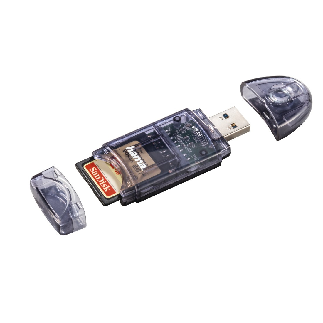 Hama USB-3.0-Kartenleser, SD/micro SD, Anthrazit, Ansicht 3