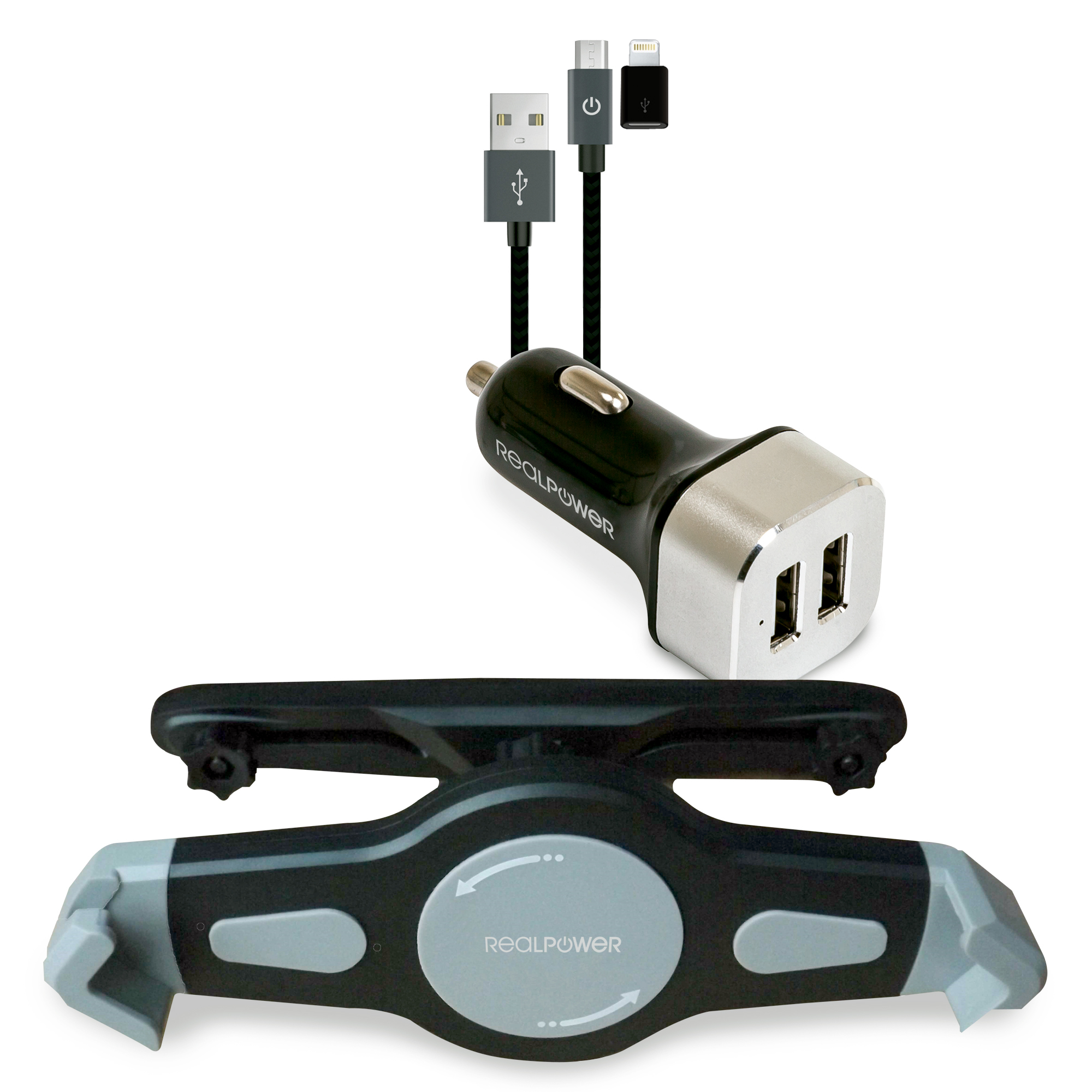 Ultron Realpower Tablet Car Set - Auto-Netzteil - 2.4 A - 2 Ausgabeanschlussstellen (2 x USB), Ansicht 2