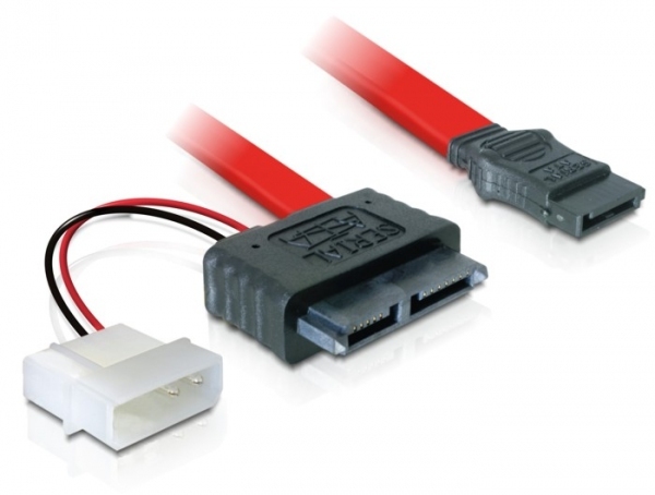 Delock SATA Slimline ALL-in-One cable - Serial ATA / SAS-Kabel - interne Stromversorgung, 2-polig, Slimline Serial ATA