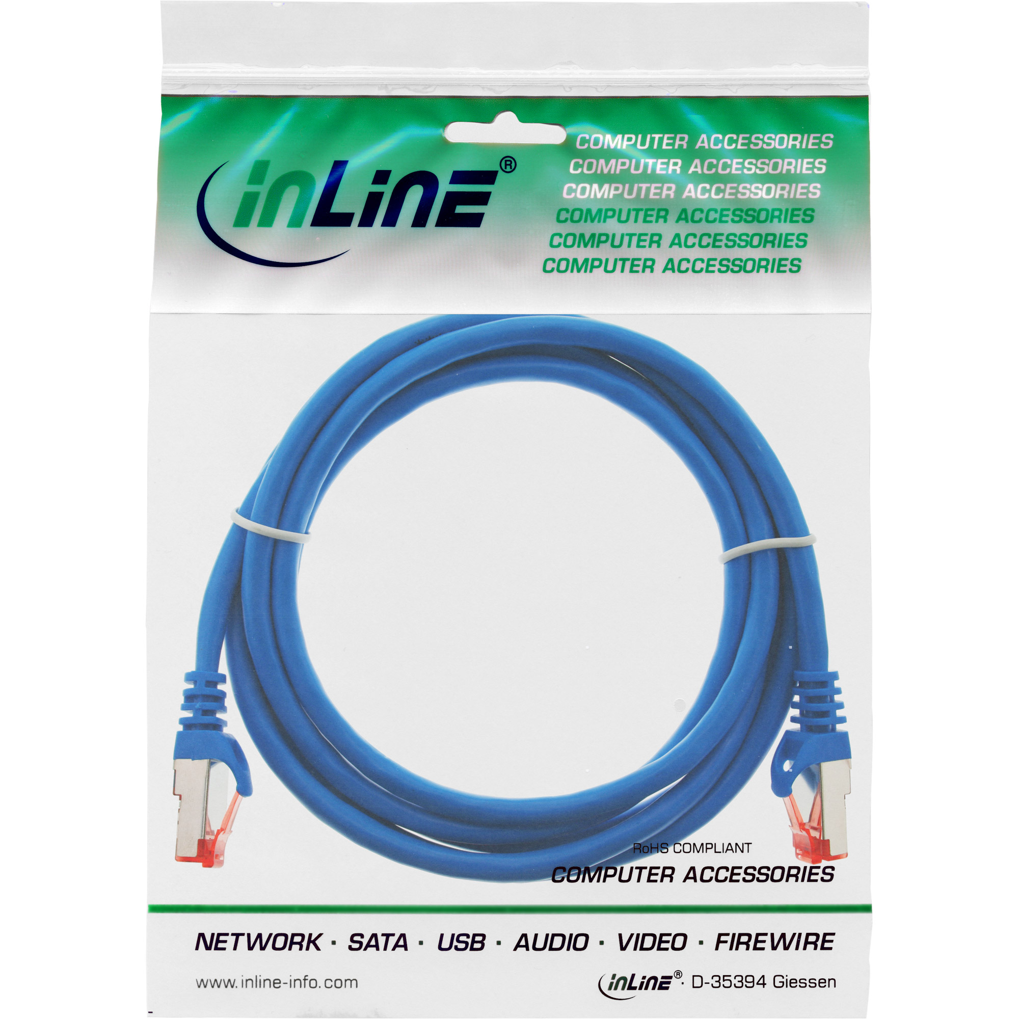 InLine Patchkabel - SFTP (PiMf) - Cat.6 - 250MHz - PVC - CCA - blau - 2m