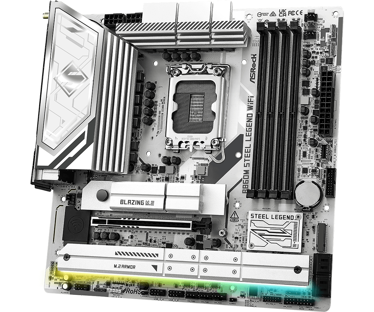 ASRock B860M STEEL LEGEND WIFI - Motherboard - micro ATX - LGA1851-Sockel - B860 Chipsatz, Ansicht 4