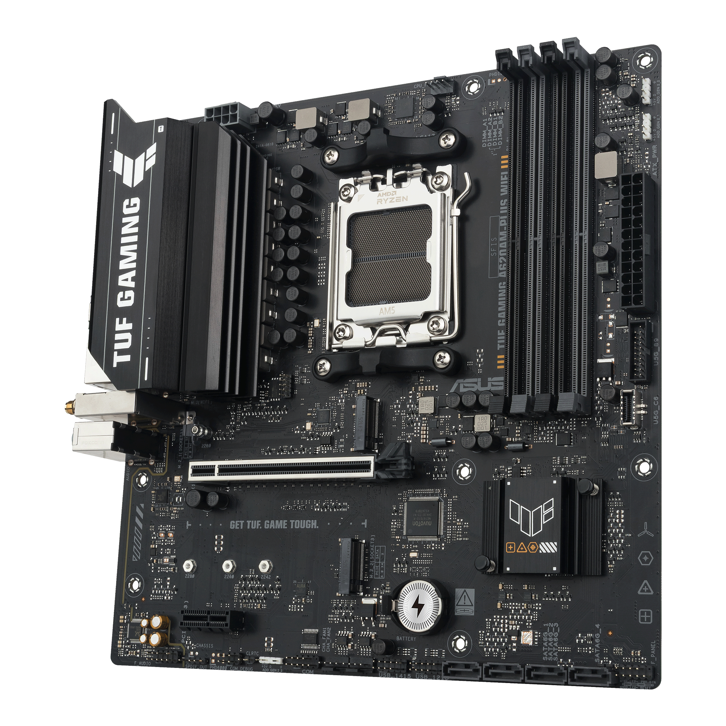 ASUS TUF GAMING A620AM-PLUS WIFI - Motherboard - micro ATX - Socket AM5 - AMD A620A Chipsatz - 2.5 GB LAN, Bluetooth, Ansicht 3