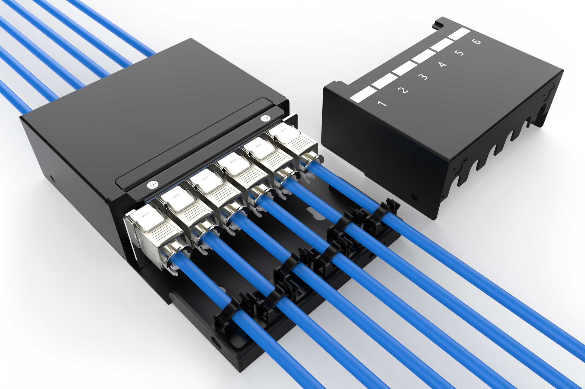 DIGITUS Konsolidierungspunkt-Box, 6 Ports Keystone-Module mit intelligentem Kabelmanager, Ansicht 2