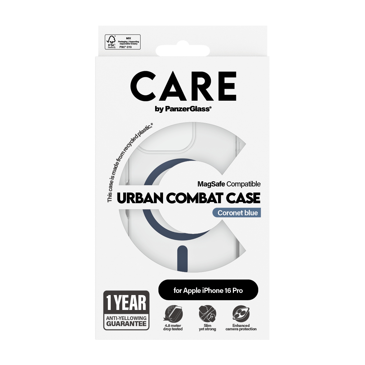 PanzerGlass CARE Urban Combat - iPhone 16 Pro Case - kompatibel mit MagSafe - (TPU) - Transparent, Ansicht 3