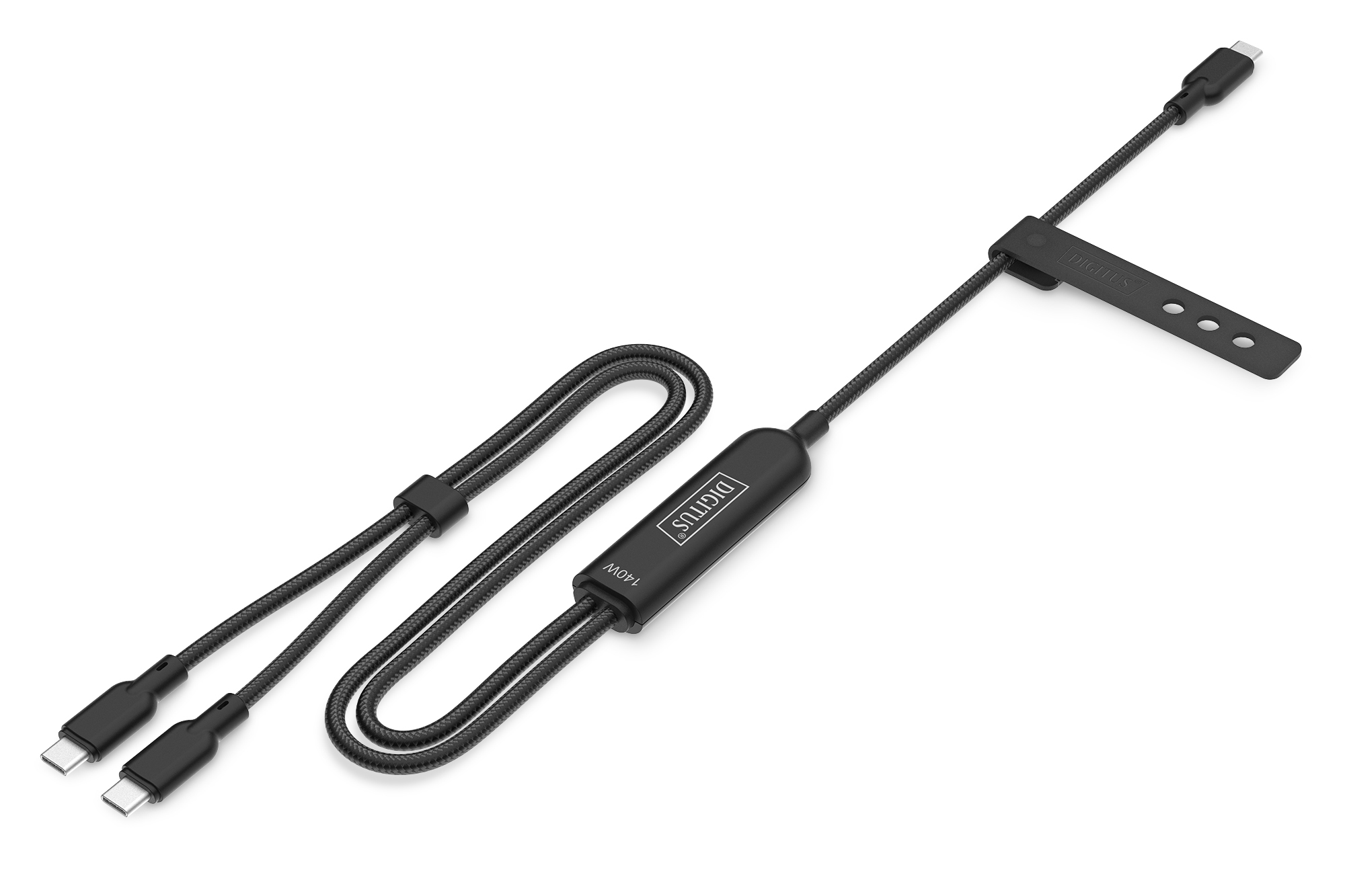 DIGITUS USB-C 2in1 Ladekabel, 140W, 1,8m, Ansicht 3