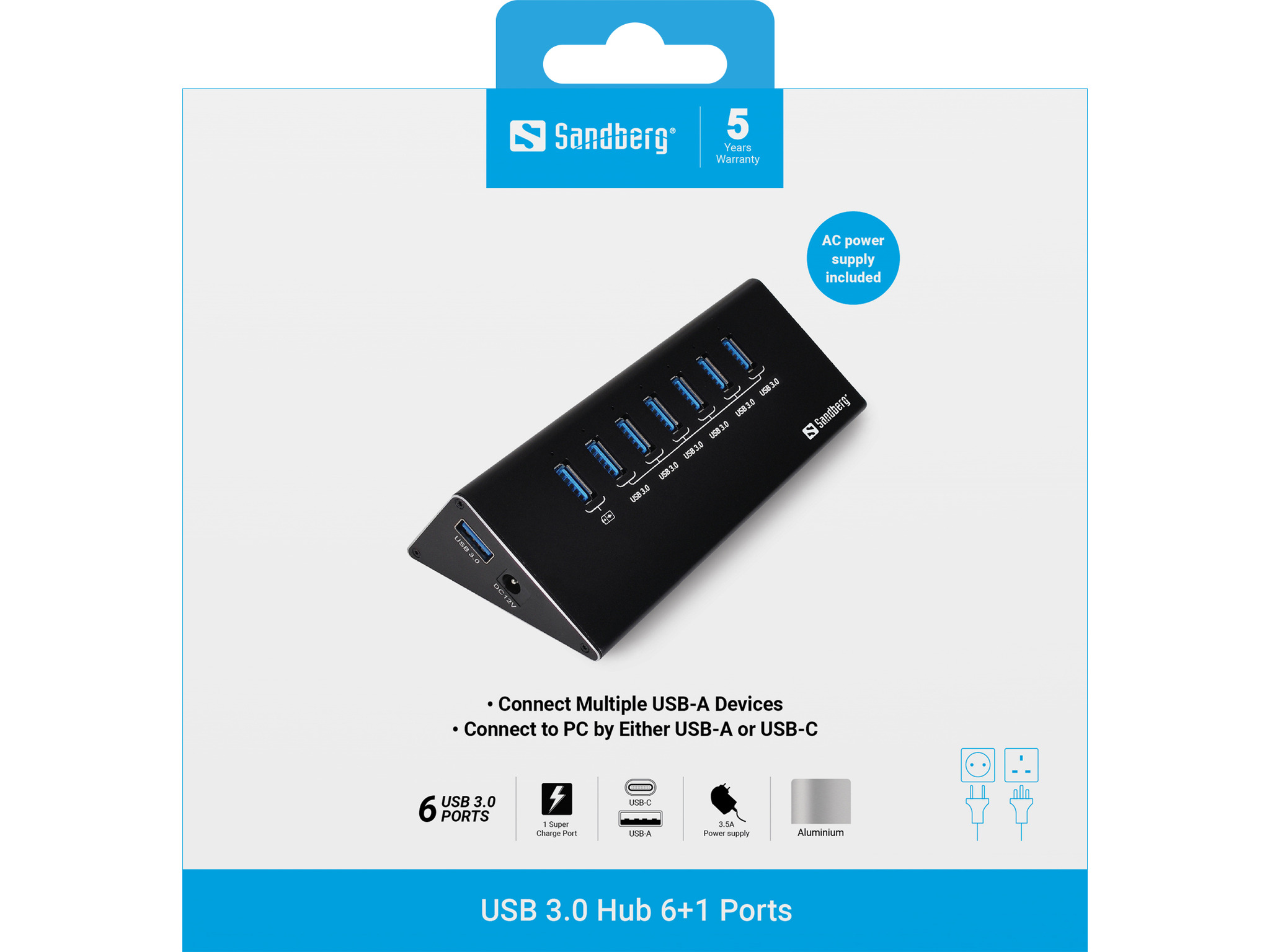 SANDBERG USB 3.0 Hub 7 ports - Hub - 7 x SuperSpeed USB 3.0, Ansicht 3