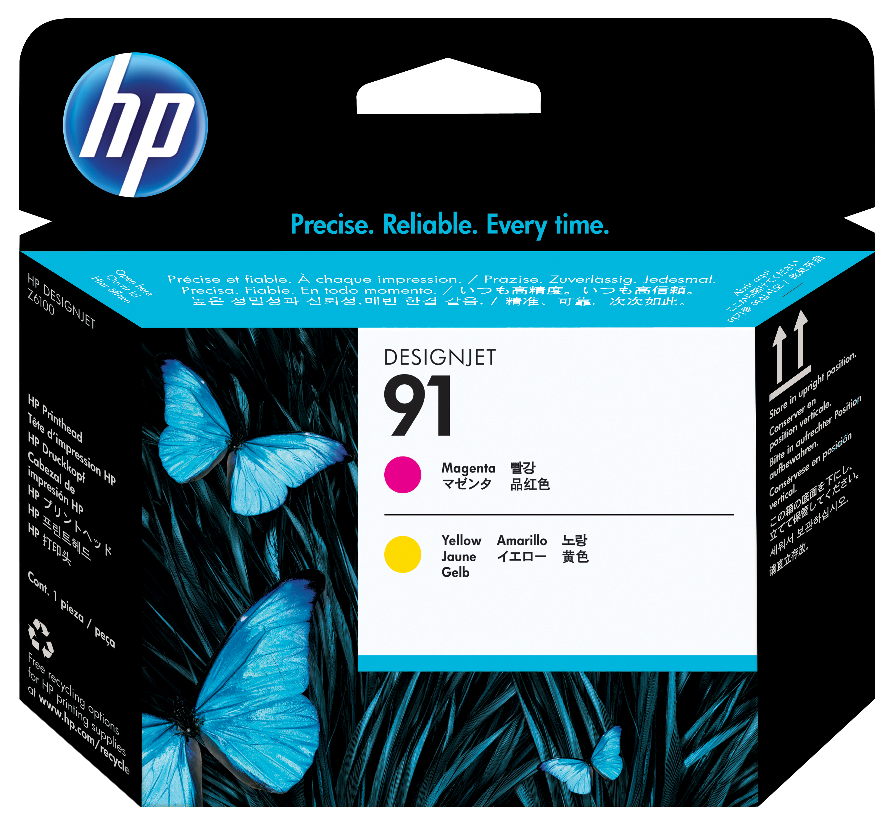 HP 91 Magenta und Gelb Druckkopf, HP DesignJet Z6100 Printer series, Tintenstrahl, Magenta, Gelb, C9461A, Singapur, 28 mm