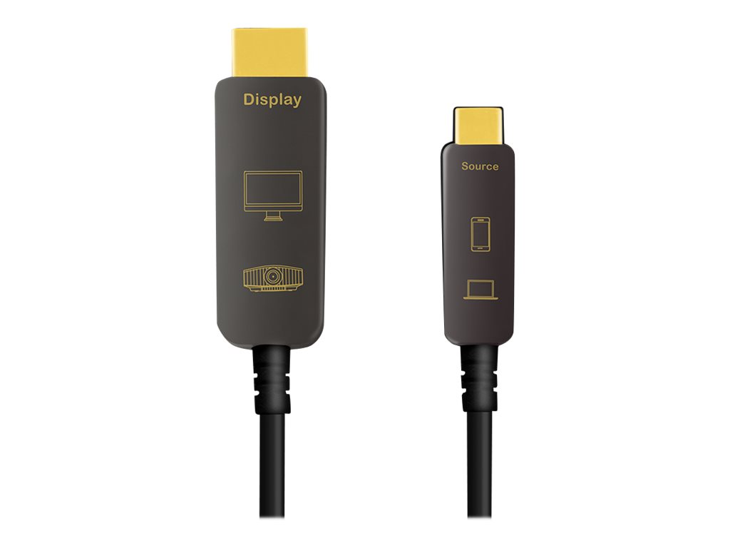 LogiLink Premium High Speed - Adapterkabel - USB-C männlich zu HDMI männlich - 10 m - doppelt geschirmtes Kupfer/Glasfaser-Hybridkabel - Schwarz - Active Optical Cable (AOC)