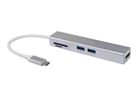 Equip 5-in-1-USB-C-Multifunktionale adapter - HDMI  - USB 3.0 - TF/Micro SD - USB 3.2 Gen 1 (3.1 Gen 1) Type-C - Silber - MicroSD (TransFlash) - MicroSDHC - SD - SDHC - 4K Ultra HD - 30 Hz - HDMI - USB 3.2 Gen 1 (3.1 Gen 1) Type-A