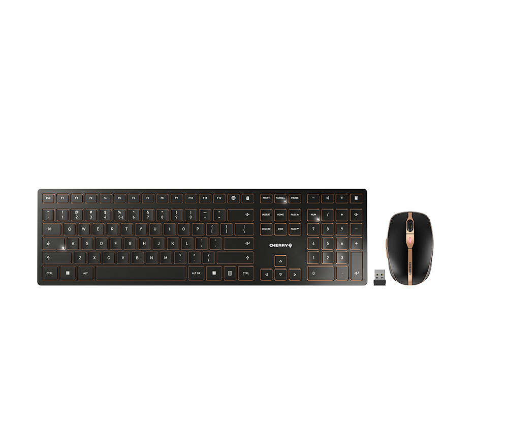 Cherry DW 9100 SLIM - RF Wireless + Bluetooth - QWERTY - Schwarz - Maus enthalten