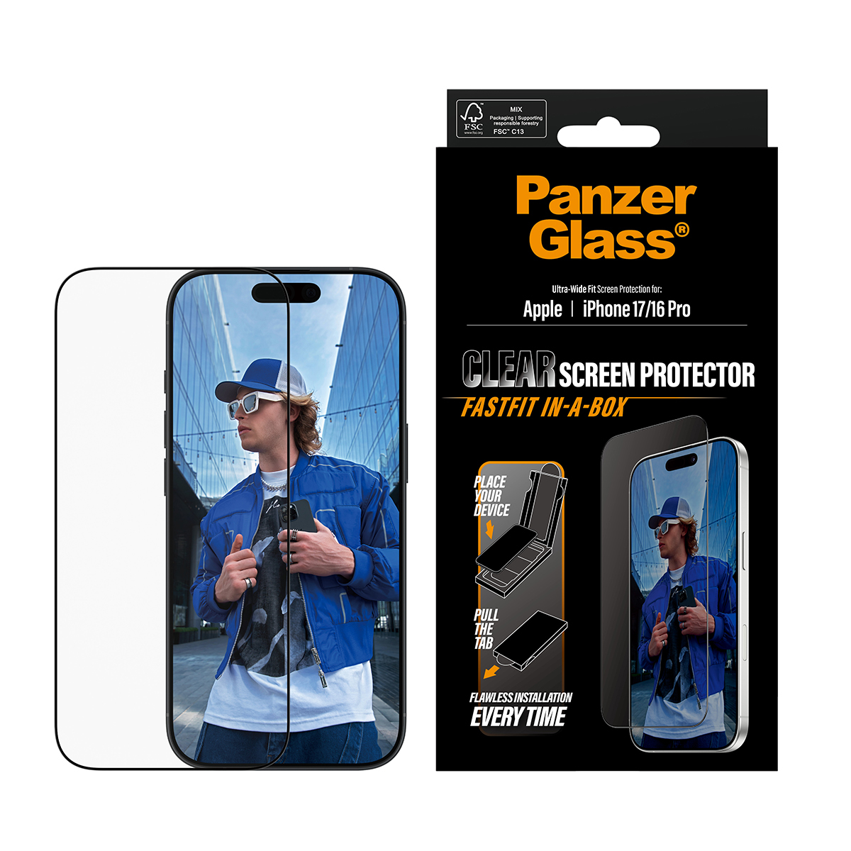PanzerGlass Bildschirmschutz für Handy - ultra-wide fit with FASTFIT IN-A-BOX, Ansicht 2