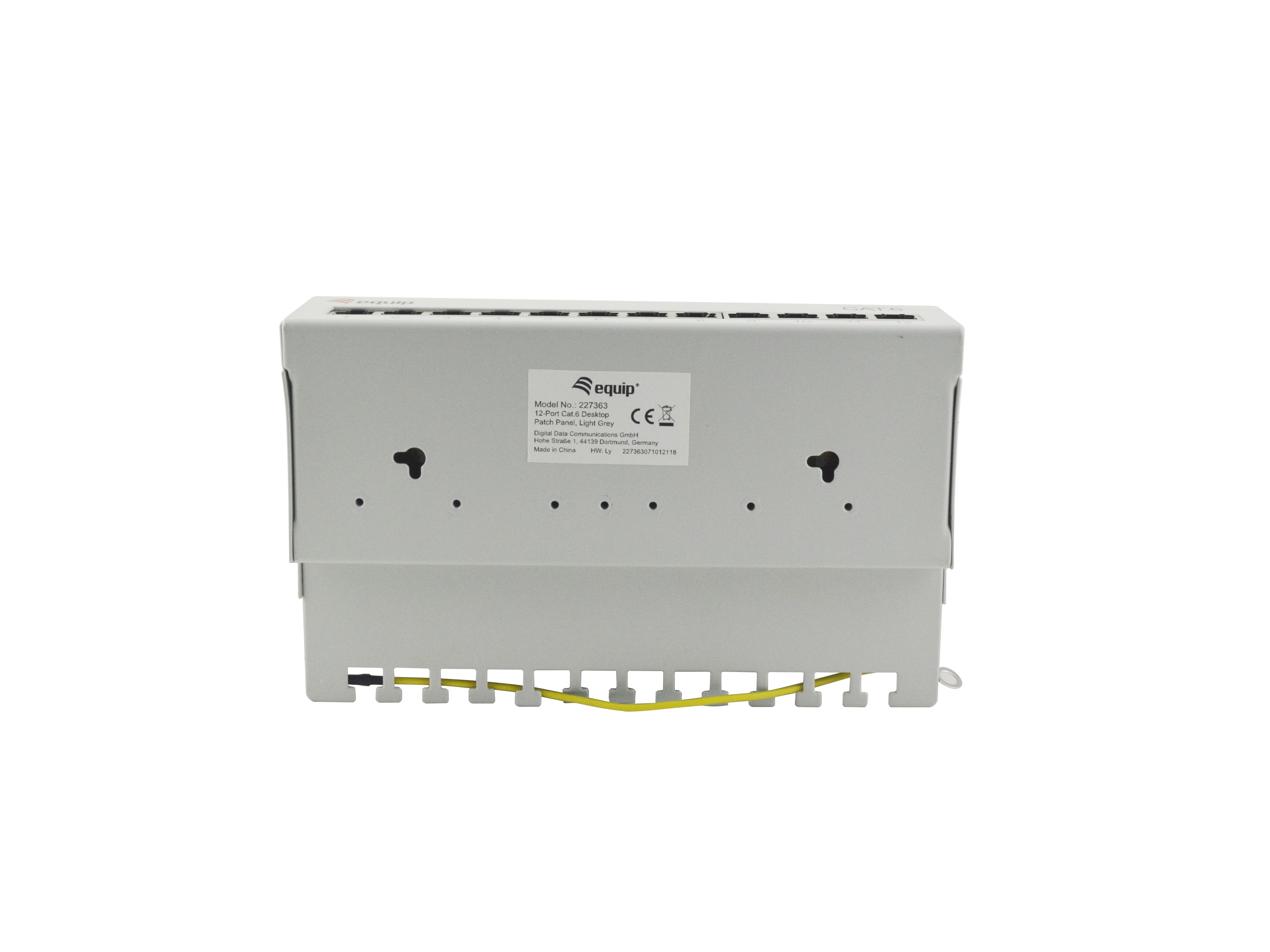 Equip 12-Port Cat.6 Desktop Patch Panel - Hellgrau - 10/100/1000Base-T(X) - Gigabit Ethernet - 1000 Mbit/s - RJ-45, Ansicht 3