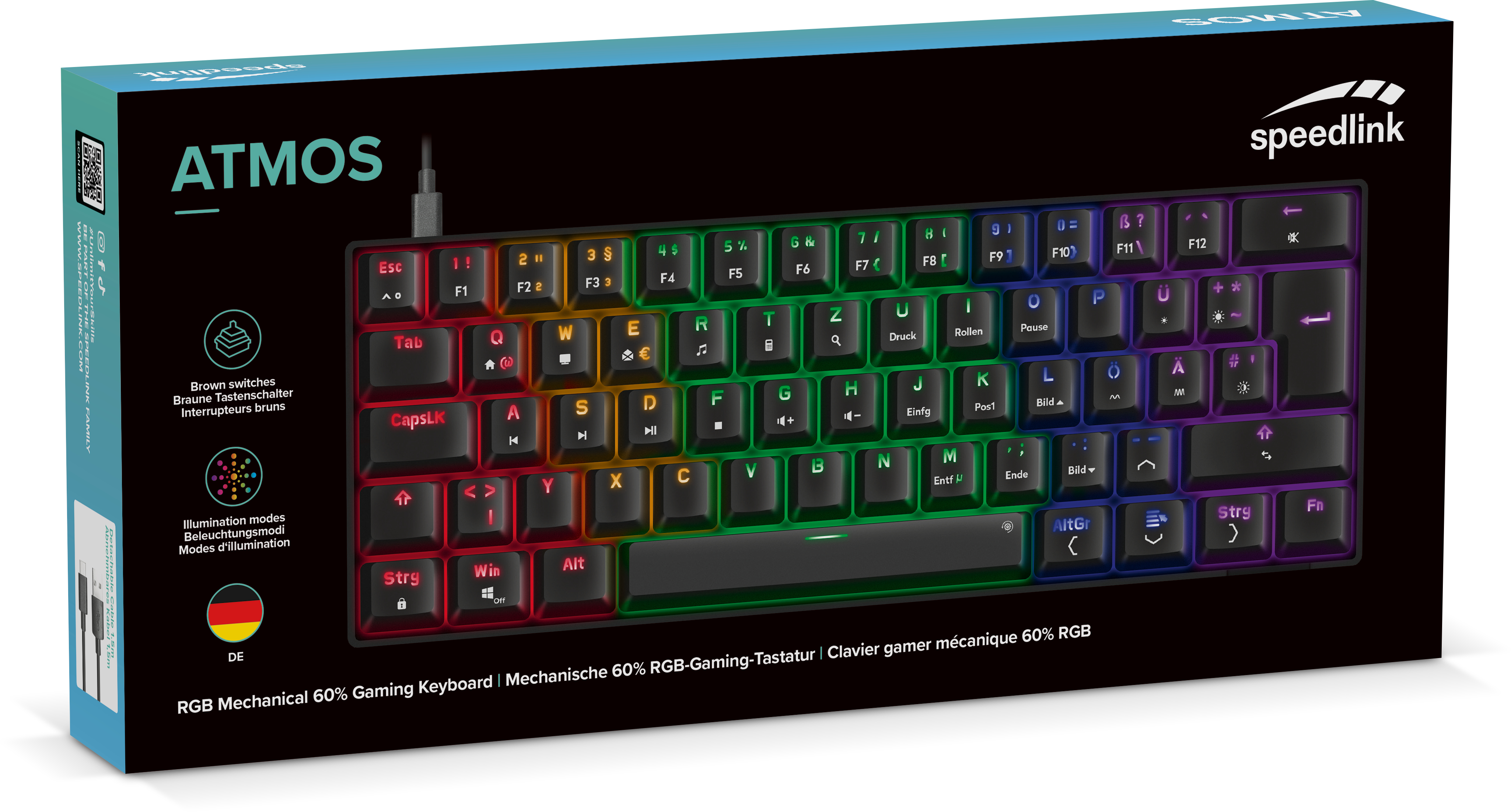 SPEEDLINK Gaming Tastatur ATMOS RGB Mechanische retail - Tastatur - TL: Deutsch, QWERTZ, Ansicht 2
