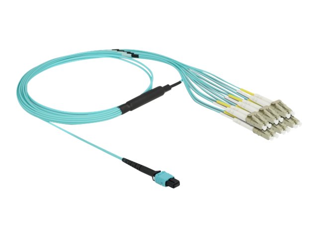 Delock LWL Kabel MPO Buchse zu 12 x LC Duplex Stecker, Multimode OM3, 50/125 µm, 2 m